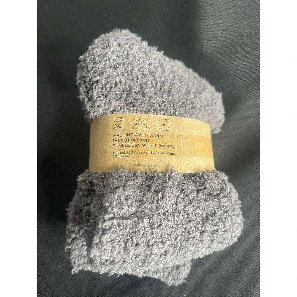 Fashion Boutique Womens Fuzzy Socks Grey Plush Cozy Warm Sleep Lounge Socks NEW